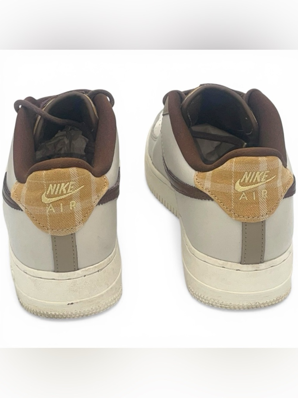 Nike Air Force 1 Low Beige Brown Swoosh 7Y Women’s 8.5 - Picture 4 of 10